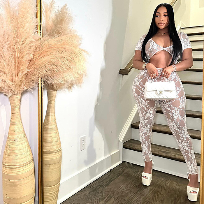 SUPER WHOLESALE | Front Hollow-out Lace Jumpsuit