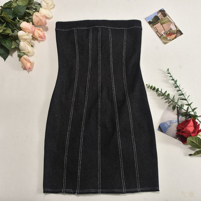 SUPER WHOLESALE | Denim Strapless Dress