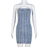 SUPER WHOLESALE | Denim Strapless Dress