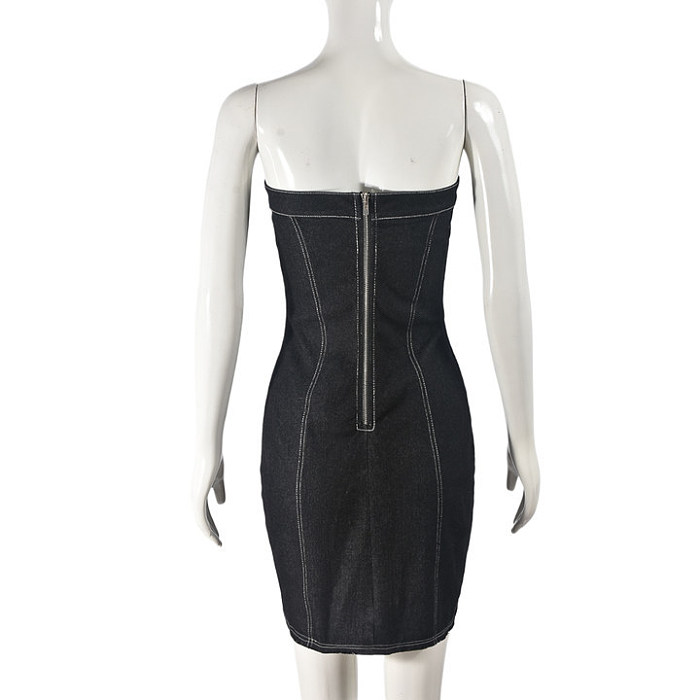 SUPER WHOLESALE | Denim Strapless Dress
