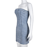 SUPER WHOLESALE | Denim Strapless Dress
