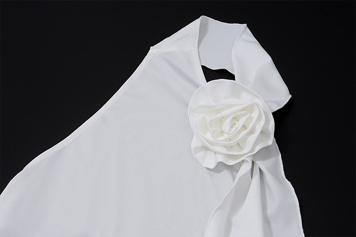 SUPER WHOLESALE | Halter Rose Decor Open Back Long Dress