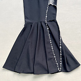 SUPER WHOLESALE | Crystal Side Split Bodycon Flare Bottom Dress