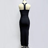 SUPER WHOLESALE | Button Decor Strap Long Dress
