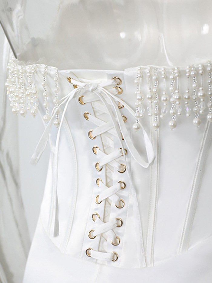 SUPER WHOLESALE | Strapless Bodycon Dress Decorated with Pearls