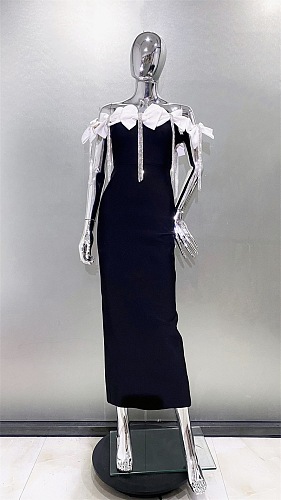 SUPER WHOLESALE | Strapless Bodycon Dress Decorated with Bows