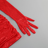 SUPER WHOLESALE | Sexy Lace Hollow-out Dress with Gloves