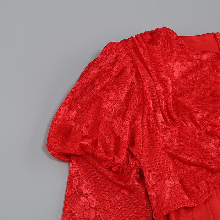 SUPER WHOLESALE | Sexy Lace Hollow-out Dress with Gloves