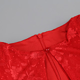 SUPER WHOLESALE | Sexy Lace Hollow-out Dress with Gloves