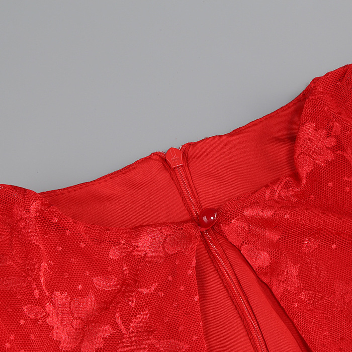 SUPER WHOLESALE | Sexy Lace Hollow-out Dress with Gloves