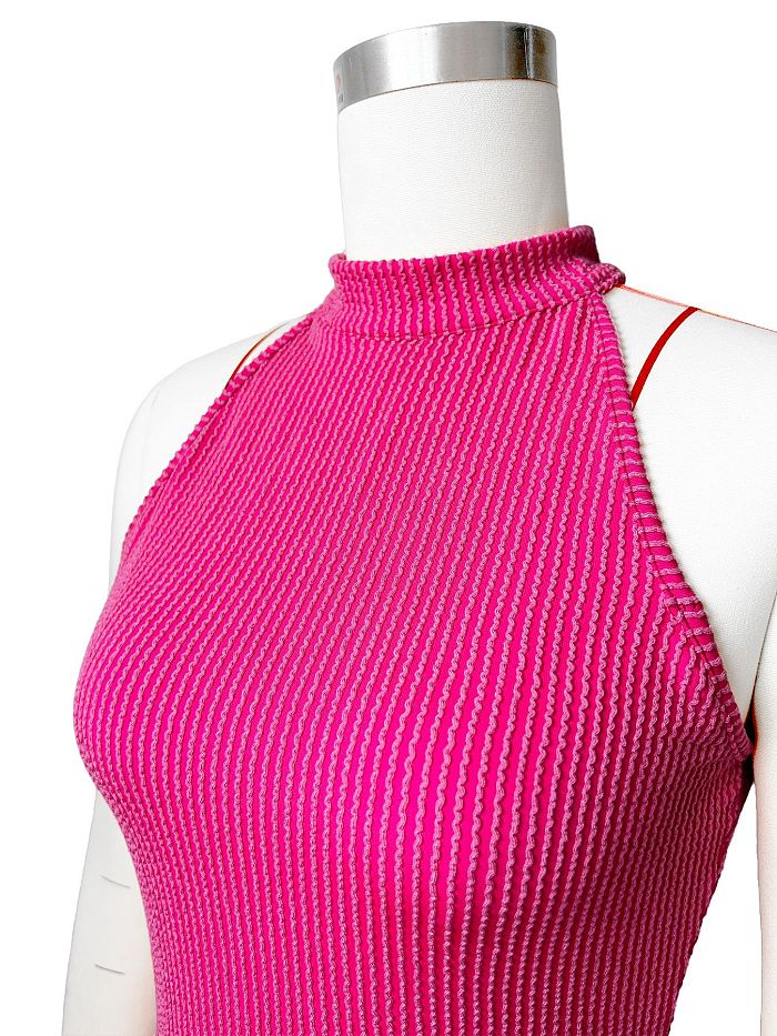 SUPER WHOLESALE | Wave Material Off-shoulder Pleated Dress with Safetypants