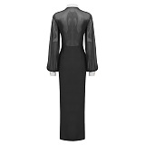SUPER WHOLESALE | Versace Split See-through Long Dress
