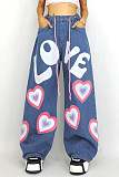 SUPER WHOLESALE | Oversize Printed Denim Bottom