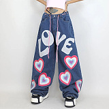 SUPER WHOLESALE | Oversize Printed Denim Bottom