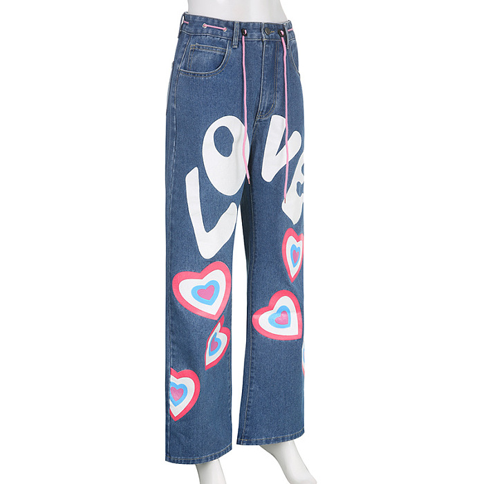 SUPER WHOLESALE | Oversize Printed Denim Bottom