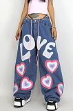 SUPER WHOLESALE | Oversize Printed Denim Bottom