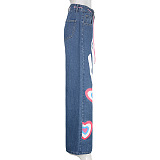 SUPER WHOLESALE | Oversize Printed Denim Bottom