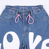 SUPER WHOLESALE | Oversize Printed Denim Bottom