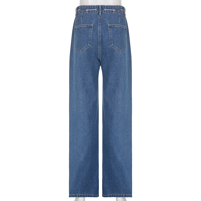 SUPER WHOLESALE | Oversize Printed Denim Bottom