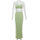y SUPER WHOLESALE | White Hem Overall Pants and Bandeau Top