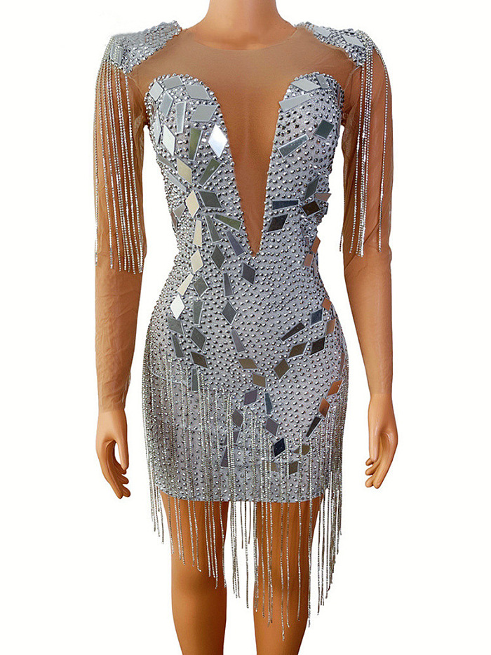 SUPER WHOLESALE | See-through Fringe Party Dress