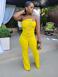 SUPER WHOLESALE | Strapless Jumpsuit Decorated with Big Buttons