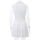 SUPER WHOLESALE | Pleated Skirt 2 Pieces Set in White