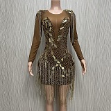 SUPER WHOLESALE | See-through Fringe Party Dress