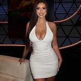 SUPER WHOLESALE | Halter Plunging Neck Dress Decorated with Diamonds