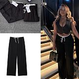 SUPER WHOLESALE | Straight Down Loose Self-tied Pants