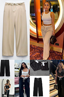 SUPER WHOLESALE | Straight Down Loose Self-tied Pants
