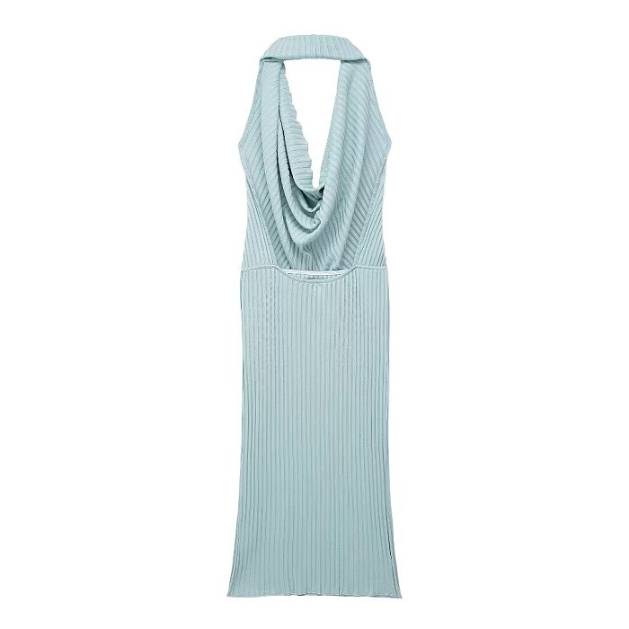 SUPER WHOLESALE | Bodycon Halter Knitted Long Dress