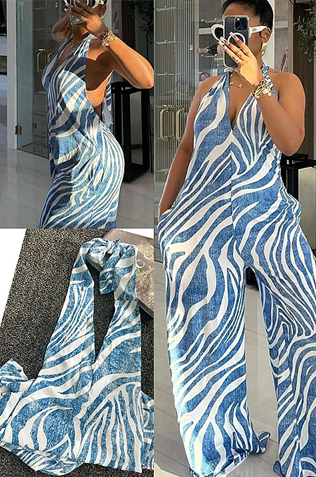 SUPER WHOLESALE | Stripes  Halter Jumpsuit
