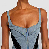 SUPER WHOLESALE | Denim Patchwork Tanks Dress