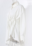 SUPER WHOLESALE |  Ruffle Waist Oversize Shirt Top