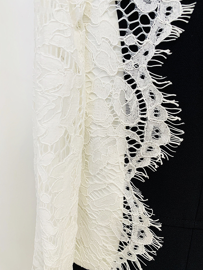 Lace Trim Blazer Top