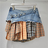 SUPER WHOLESALE |  Patchwork Plaid Skirt