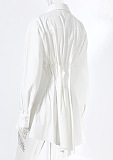 SUPER WHOLESALE |  Ruffle Waist Oversize Shirt Top