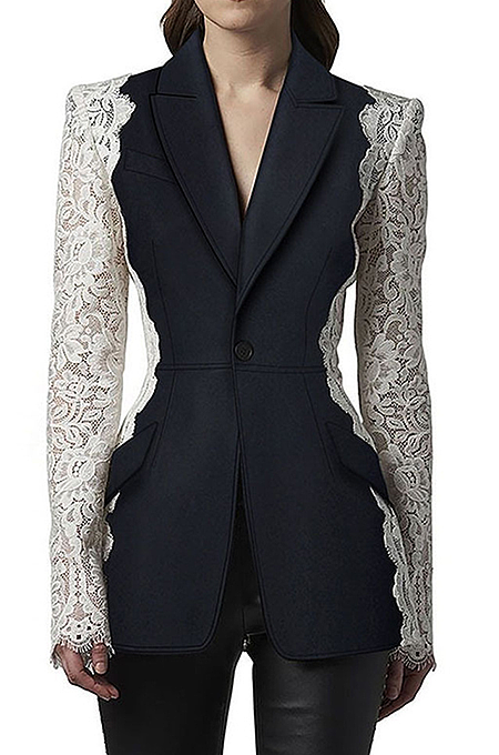SUPER WHOLESALE |  Lace Embroidered Blazer Top