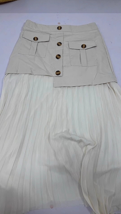 SUPER WHOLESALE |  Asymmetrical Cut Pleated Skirt