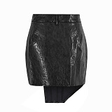 SUPER WHOLESALE |  Pu Material Asymmertrical Cut Skirt