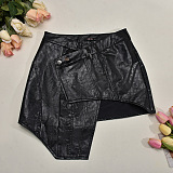 SUPER WHOLESALE |  Pu Material Asymmertrical Cut Skirt