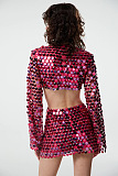 SUPER WHOLESALE |  Round Sequins Skirt Set with Crop Top
