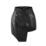 SUPER WHOLESALE |  Pu Material Asymmertrical Cut Skirt