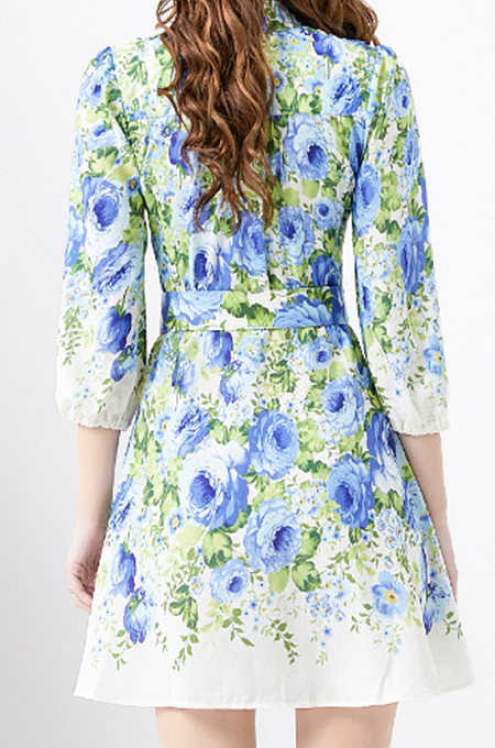 SUPER WHOLESALE | Rose Flowers Printed Pleated Dress