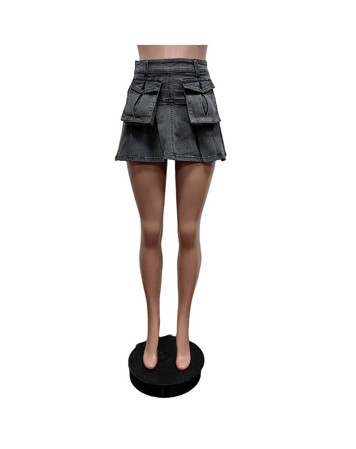 SUPER WHOLESALE | Pleated Denim Skirt