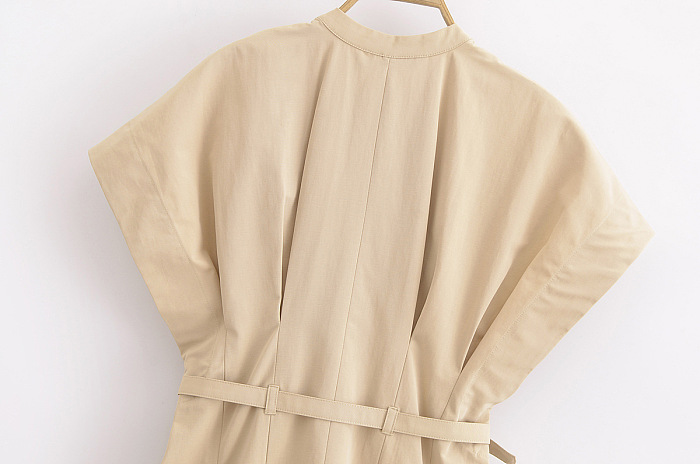 SUPER WHOLESALE | Bat Shoulder Self-belt Dress