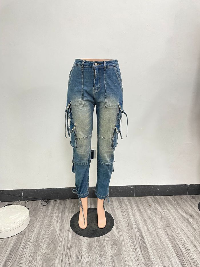 SUPER WHOLESALE | Low Waist Cargo Jeans