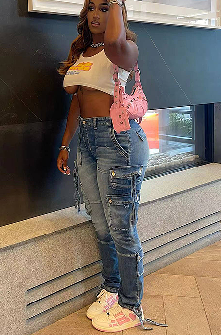 SUPER WHOLESALE | Low Waist Cargo Jeans