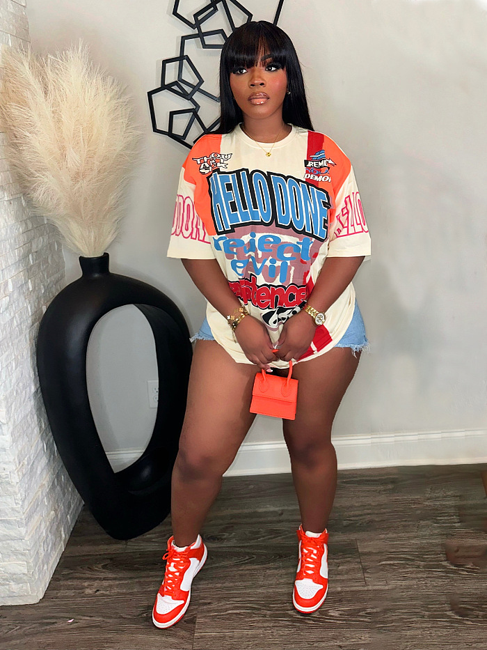SUPER WHOLESALE | Printed Oversize T-shirt Top